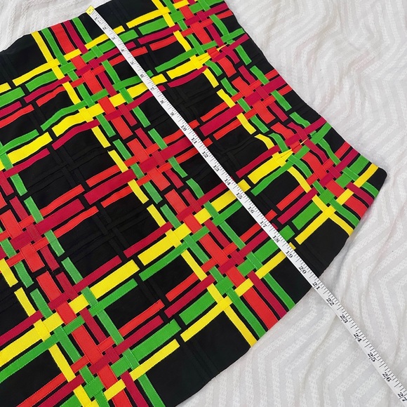 Vintage CARLISLE Colorful Multicolor Linen Ribbon Plaid Women's Pencil Skirt 12 - Picture 5 of 14